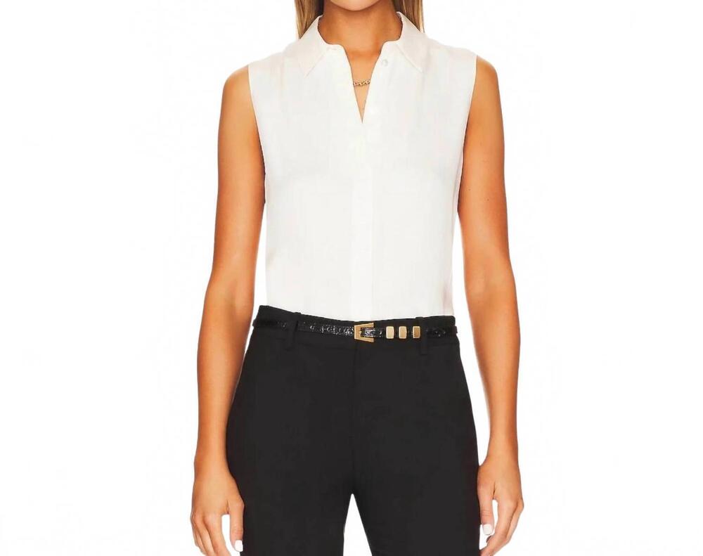 NEW THEORY tanelis sleeveless silk georgette top in ivory